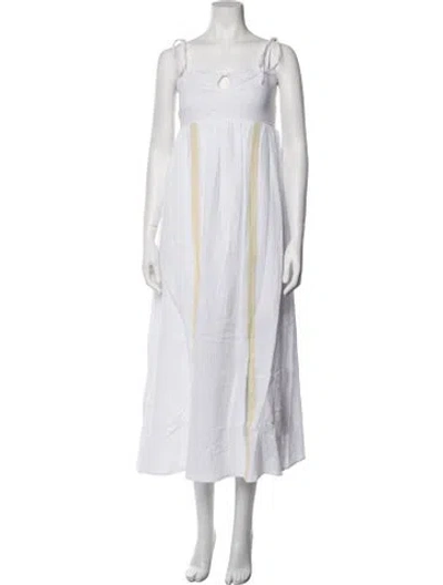 Pre-owned Emilia George Striped Long Dress W/ Tags In White