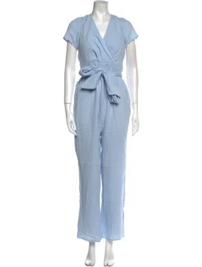 Pre-owned Emilia George V-neck Jumpsuit In Blue