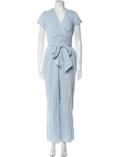 Pre-owned Emilia George V-neck Jumpsuit In Blue