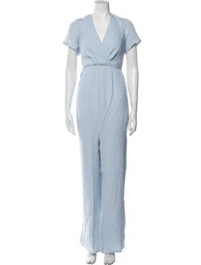 Pre-owned Emilia George V-neck Jumpsuit In Blue