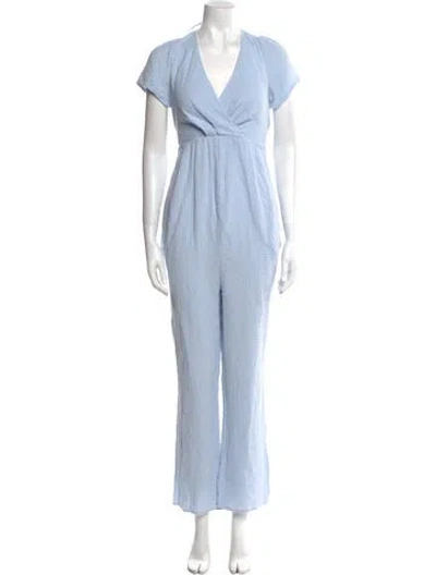 Pre-owned Emilia George V-neck Jumpsuit In Blue