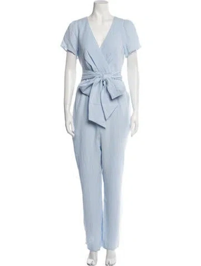 Pre-owned Emilia George V-neck Jumpsuit In Blue