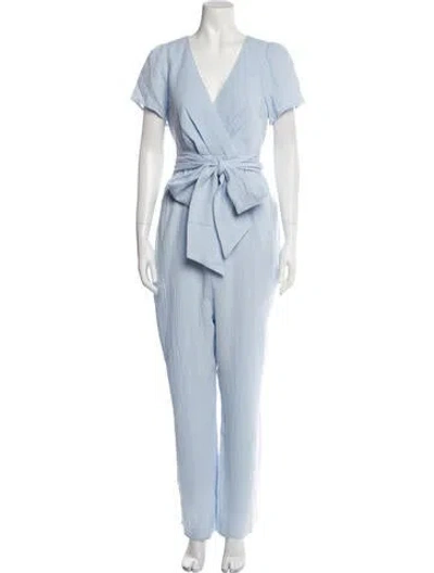 Pre-owned Emilia George V-neck Jumpsuit W/ Tags In Blue