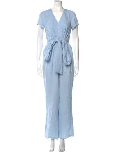 Pre-owned Emilia George V-neck Jumpsuit W/ Tags In Blue