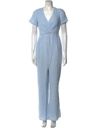 Pre-owned Emilia George V-neck Jumpsuit W/ Tags In Blue