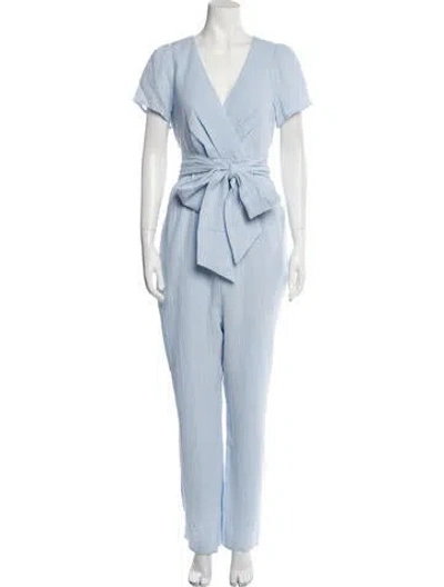Pre-owned Emilia George V-neck Jumpsuit W/ Tags In Blue