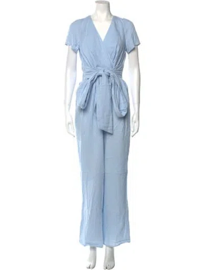 Pre-owned Emilia George V-neck Jumpsuit W/ Tags In Blue