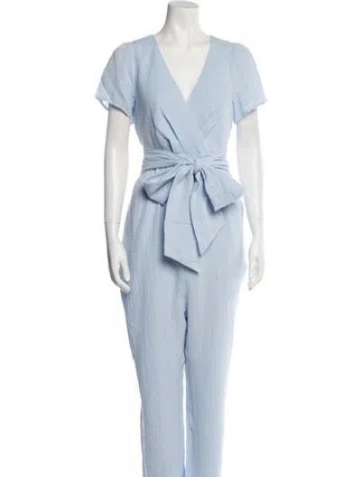 Pre-owned Emilia George V-neck Jumpsuit W/ Tags In Blue