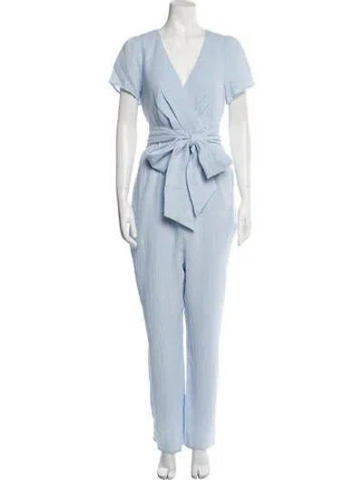 Pre-owned Emilia George V-neck Jumpsuit W/ Tags In Blue