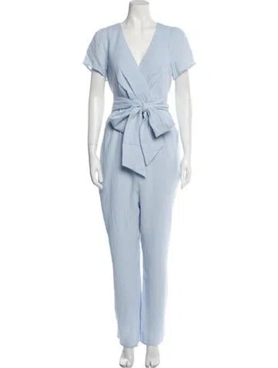 Pre-owned Emilia George V-neck Jumpsuit W/ Tags In Blue