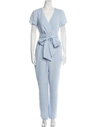 Pre-owned Emilia George V-neck Jumpsuit W/ Tags In Blue