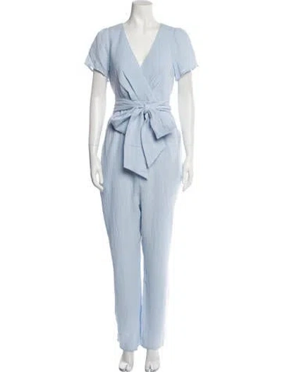 Pre-owned Emilia George V-neck Jumpsuit W/ Tags In Blue