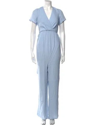 Pre-owned Emilia George V-neck Jumpsuit W/ Tags In Blue