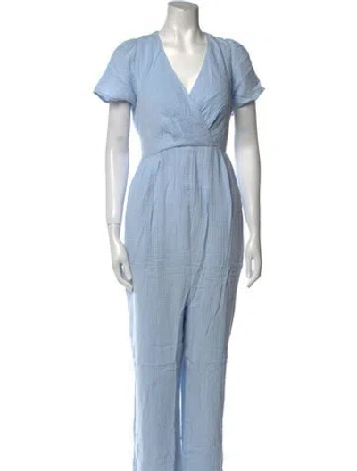 Pre-owned Emilia George V-neck Jumpsuit W/ Tags In Blue