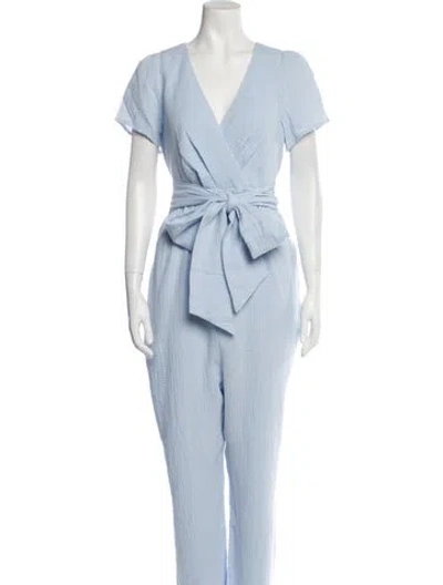 Pre-owned Emilia George V-neck Jumpsuit W/ Tags In Blue