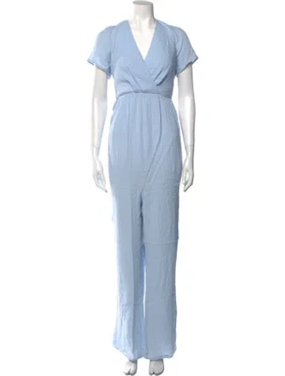 Pre-owned Emilia George V-neck Jumpsuit W/ Tags In Blue