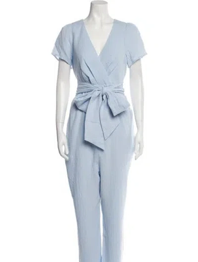Pre-owned Emilia George V-neck Jumpsuit W/ Tags In Blue