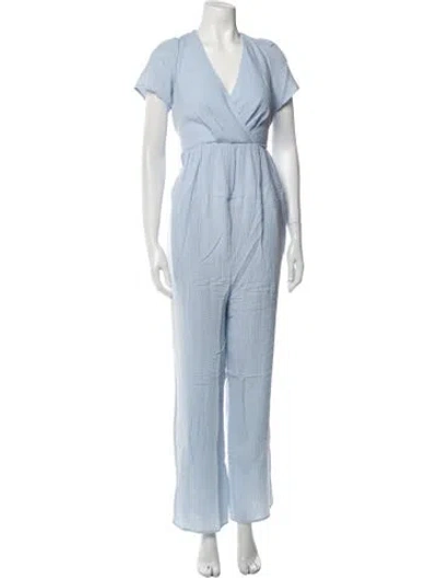Pre-owned Emilia George V-neck Jumpsuit W/ Tags In Blue