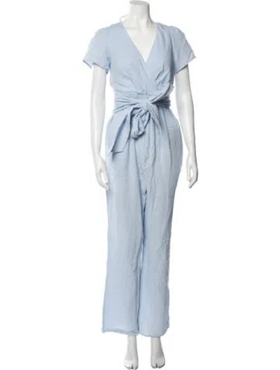 Pre-owned Emilia George V-neck Jumpsuit W/ Tags In Blue