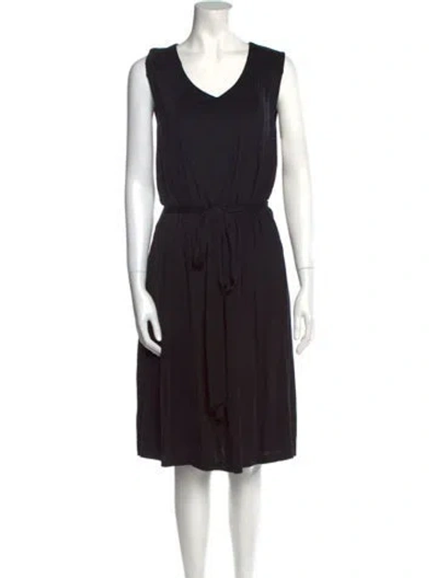 Pre-owned Emilia George V-neck Knee-length Dress In Black