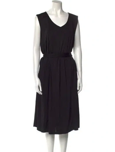 Pre-owned Emilia George V-neck Knee-length Dress W/ Tags In Black