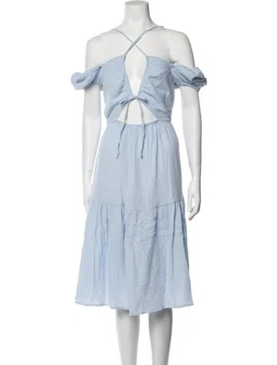 Pre-owned Emilia George V-neck Knee-length Dress W/ Tags In Blue