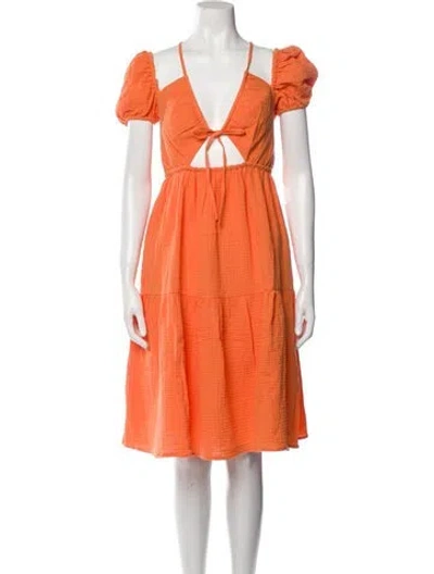 Pre-owned Emilia George V-neck Knee-length Dress W/ Tags In Orange
