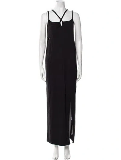 Pre-owned Emilia George V-neck Long Dress In Black