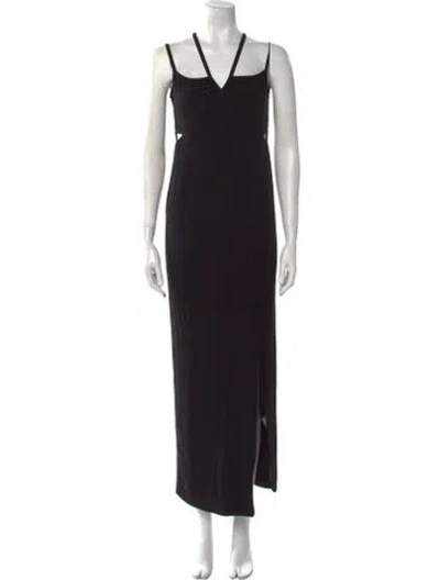 Pre-owned Emilia George V-neck Long Dress In Black