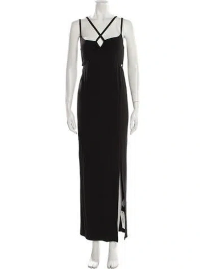 Pre-owned Emilia George V-neck Long Dress W/ Tags In Black