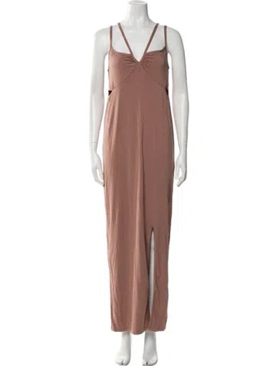 Pre-owned Emilia George V-neck Long Dress W/ Tags In Neutral