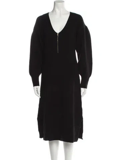 Pre-owned Emilia George V-neck Midi Length Dress W/ Tags In Black
