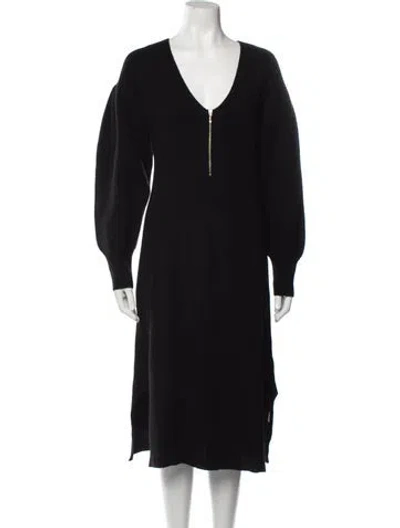 Pre-owned Emilia George V-neck Midi Length Dress W/ Tags In Black