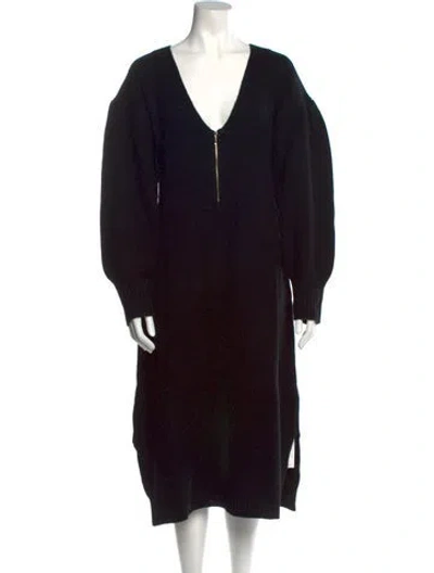 Pre-owned Emilia George V-neck Midi Length Dress W/ Tags In Black