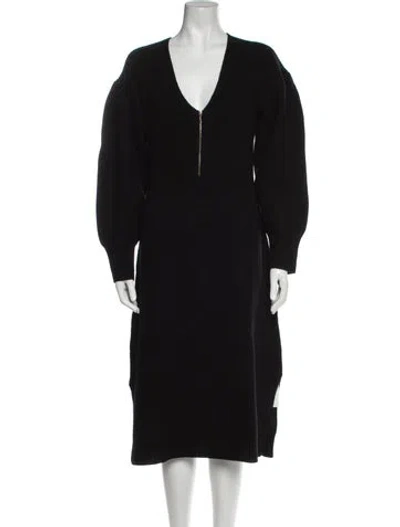 Pre-owned Emilia George V-neck Midi Length Dress W/ Tags In Black