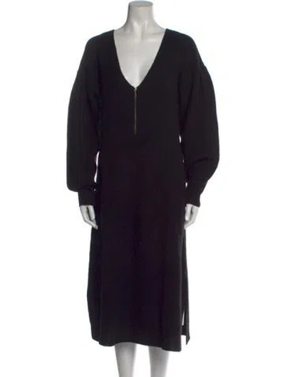 Pre-owned Emilia George V-neck Midi Length Dress W/ Tags In Black