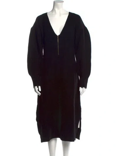 Pre-owned Emilia George V-neck Midi Length Dress W/ Tags In Black
