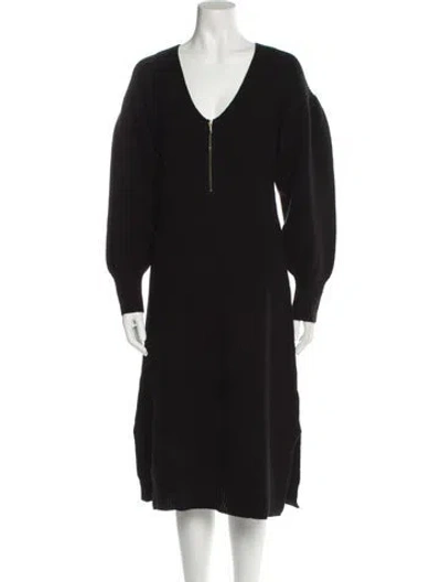 Pre-owned Emilia George V-neck Midi Length Dress W/ Tags In Black