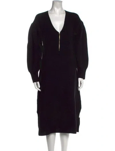 Pre-owned Emilia George V-neck Midi Length Dress W/ Tags In Black