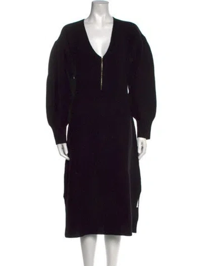 Pre-owned Emilia George V-neck Midi Length Dress W/ Tags In Black