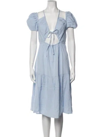 Pre-owned Emilia George V-neck Midi Length Dress W/ Tags In Blue