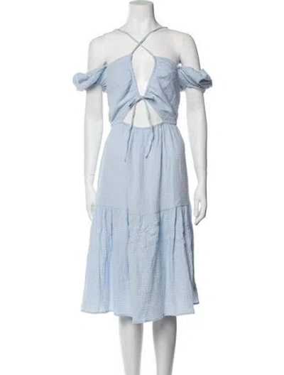 Pre-owned Emilia George V-neck Midi Length Dress W/ Tags In Blue