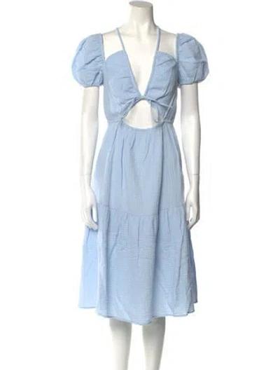 Pre-owned Emilia George V-neck Midi Length Dress W/ Tags In Blue