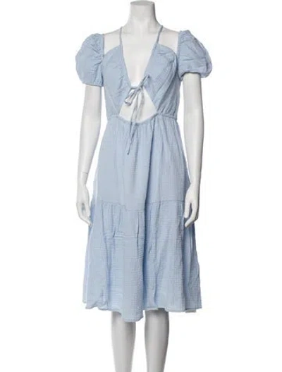 Pre-owned Emilia George V-neck Midi Length Dress W/ Tags In Blue