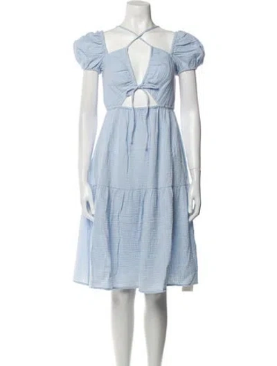 Pre-owned Emilia George V-neck Midi Length Dress W/ Tags In Blue