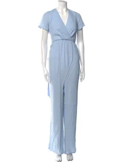 Pre-owned Emilia George V-neck Midi Length Dress W/ Tags In Blue