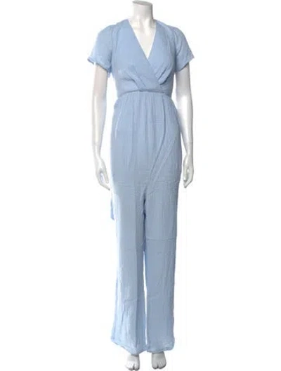 Pre-owned Emilia George V-neck Midi Length Dress W/ Tags In Blue