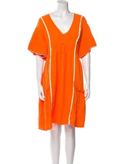 Pre-owned Emilia George V-neck Mini Dress In Orange