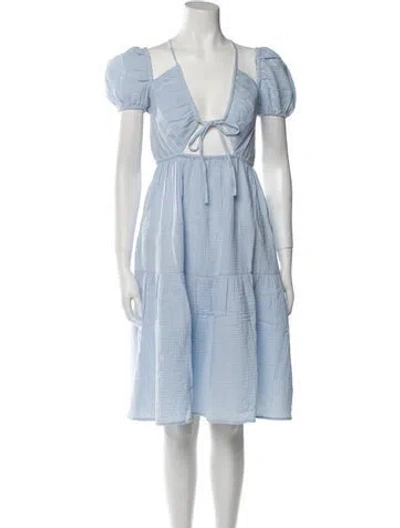 Pre-owned Emilia George V-neck Mini Dress W/ Tags In Blue