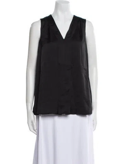 Pre-owned Emilia George V-neck Sleeveless Blouse In Black